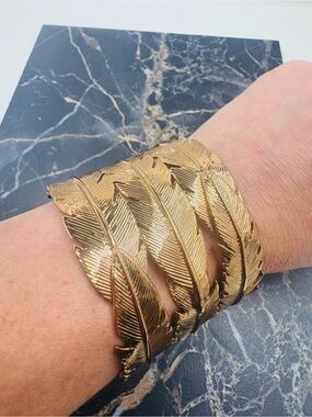 NWT Gold Feather Wrap Cuff Bracelet